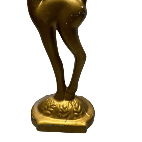 Set Of Deer Vintage Figurines Stature Art Deco Gold Color 12" MCM Deer Couple - Picture 9 of 14