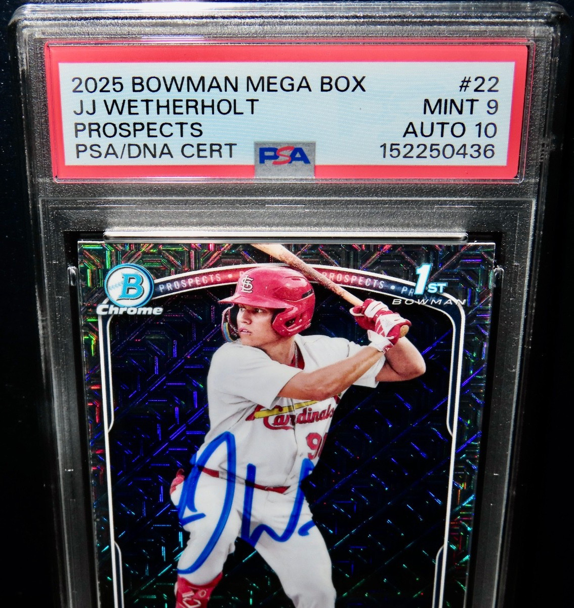 2025 BOWMAN CHROME JJ WETHERHOLT SIGNED ROOKIE AUTO PSA/DNA 10 PSA 9 MEGA BOX !! view 11