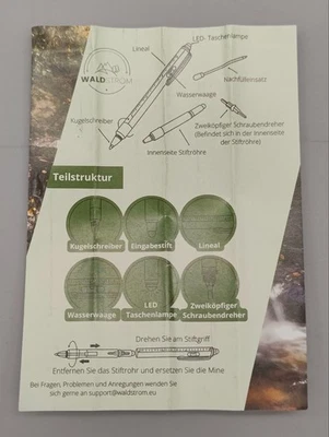 Waldstrom® 9-in-1 Multifunktionsstift mit Licht I Multitool neu mit Rechnung - Bild 1 von 2