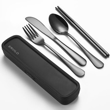 Travel Utensils with Case, Stainless Steel Camping Cutlery Set, Reinforced Ca...