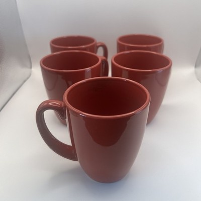 Corelle Coordinates Stoneware Coffee Tea Mugs Cups Red 12 Oz Set Of 5