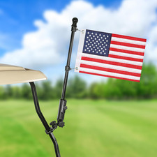 Golf Cart Flag Holder with American Flag Pole Mount Kit Fit EZGO TXT RXV Club Ca