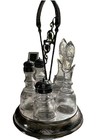 Antique Rotating Cruet Set Oil Vinegar Silverplate 1890's Matching Set 5 cruets  — photo 2