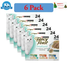 6 Pack-Fancy Feast Classic Pate Seafood Variety Pack Wet Cat,3 Oz Can-Case of 24