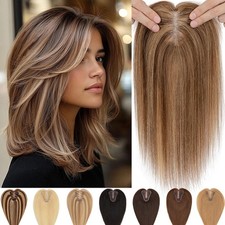 Free Part Hair Topper Clip In Real Remy Human Hair Extensions Lace Base Piece