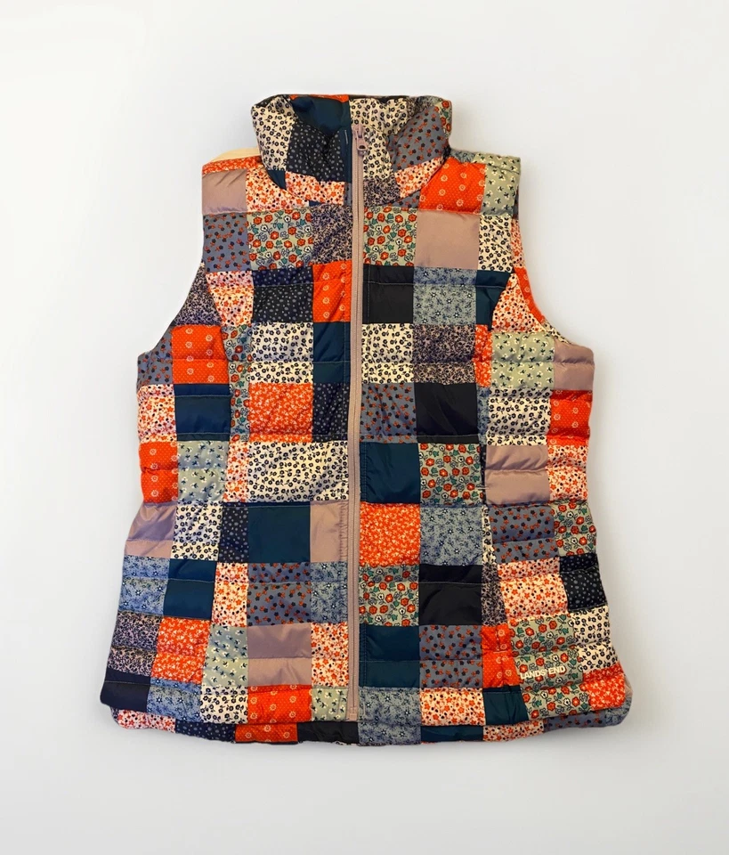 Lands End Women’s Patchwork Down Fill Gilet Vest Puffer Body Warmer Sz S 10-12 - Image 2 of 4