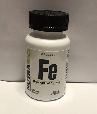 FE - Iron Chelate 18 mg - 60 Capsules (NutraBio)