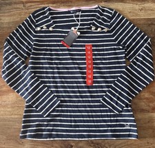 Image of Crew Clothing Square Neck Breton Button. Striped T Shirt. Size 12. New + Tags.