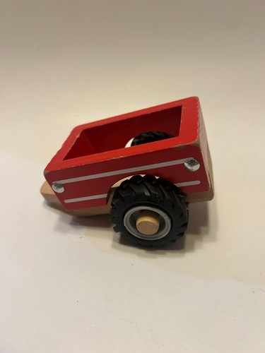 Tracteurs jouets en bois vert et rouge avec conducteurs et remorques amovibles X2 - Photo 10/22