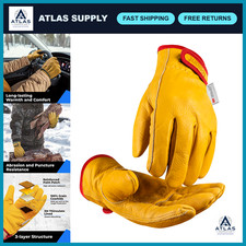 Winter Leather Work Gloves with 3M Thinsulate Lining, Thermal Insulated for Cold