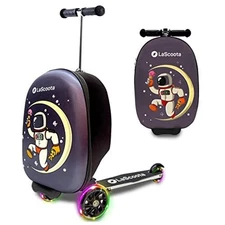 Scooter Suitcase, Foldable Scooter Luggage For Kids Ages 3-14, Astronaut Graphic