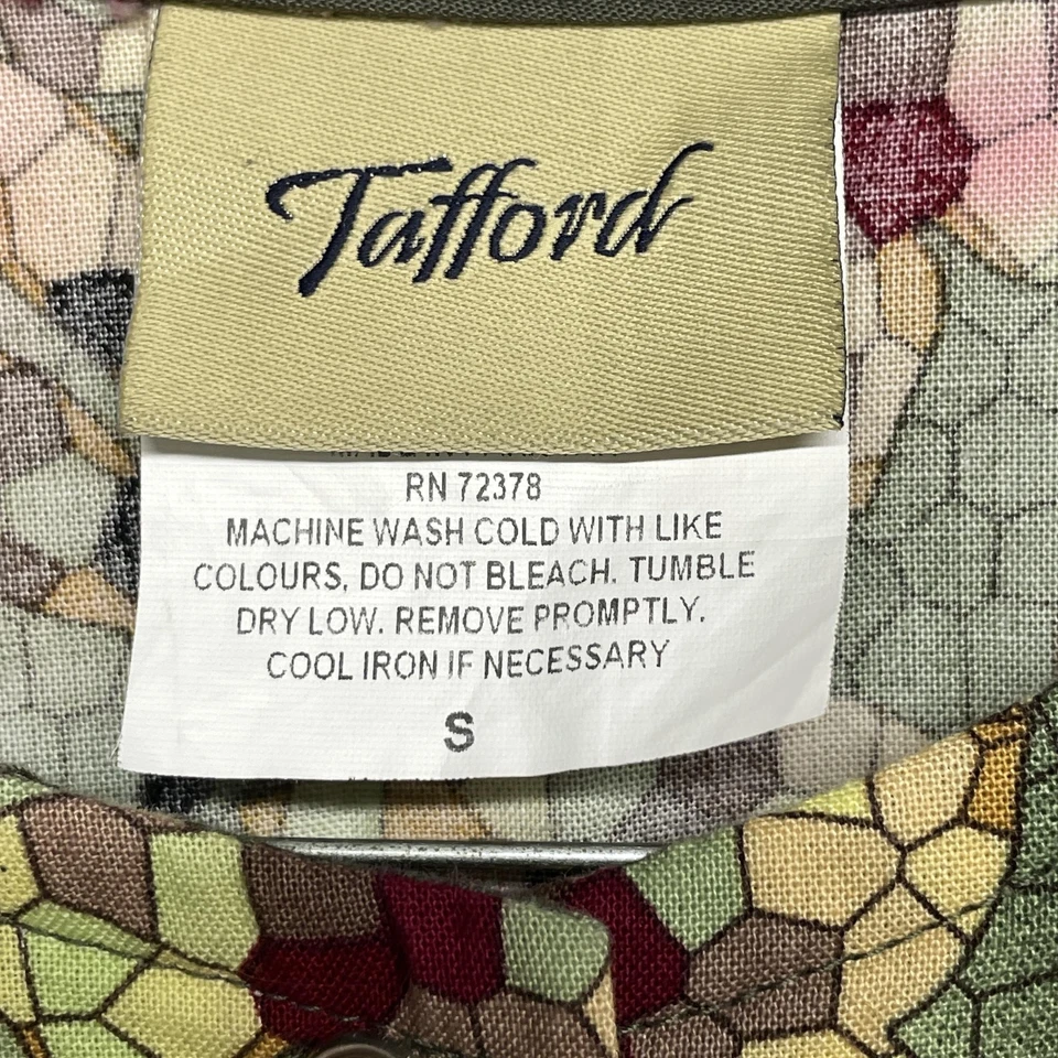 Tafford Scrub Shirt Lab Coat Womens Small Floral Mosaic Long Sleeve Pockets - Image 2 of 4