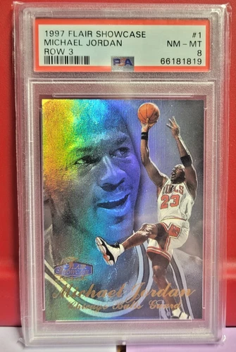 Michael Jordan #1 Row 3 1997 Flair Showcase PSA 8 GOAT Bulls SP SSP HOD MVP