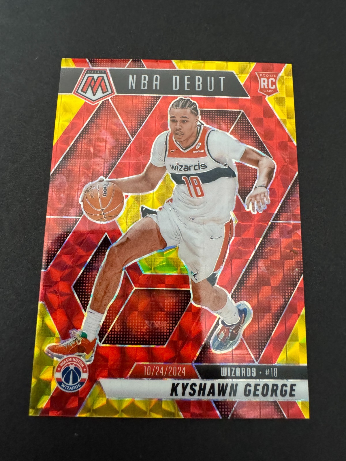 2024 Mosaic Choice Fusion Red & Yellow Prizm Kyshawn George Rookie RC /75 #256