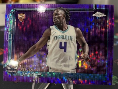 2025-26 Topps Chrome Basketball SION JAMES Pulsar Purple #d/75 RC Hornets #283