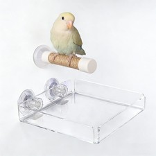 2-in-1 Bird Perch with Removable Tray  Suction Cup Bird Perch with Locking G...