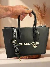 Michael Kors Mirella Black Purse Medium Leather Shoulder Crossbody Tote Handbag