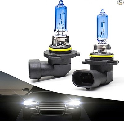 2 PCS 9005 White Halogen Bulbs, 12V Waterproof Quartz Glass Super Bright Low/Hig