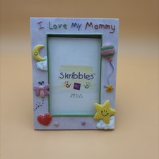 ''I Love My Mommy'' Skribbles RUSS Picture Photo Frame Ceramic Holds 4 x 6
