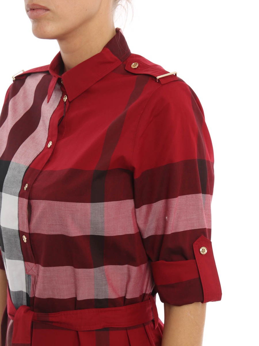BURBERRY★素敵!KELSY RED CHECK COTTON BELTED DRESS NWT BURBERRY KELSY PARADE RED CHECK COTTON BELTED DRESS US 4