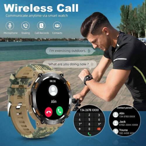 IP67 Waterproof Smart Watch-Wireless Answer, LED,Compass, Health Track for Phone