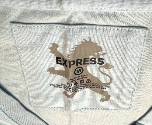 Men's Vintage Express Spell Out Baby Blue & White T-Shirt Size Medium - VGUC - Picture 4 of 7