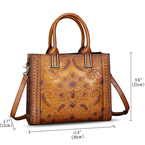 Genuine Leather Tote Bags for Women Handbags Vintage Shoulder Bag Crossbody Bag - Picture 5 of 14