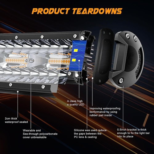 12 inch 72W LED Light Bar Spot Flood Combo Driving Strobe For Truck ATV UTV Boat - Picture 5 of 9