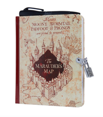 Harry Potter Marauder's Map Lock and Key Diary and Pen with Magic UV Light