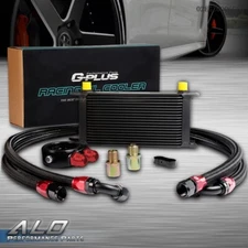 Universal 19 Row AN10 Aluminum Engine Oil Cooler Kit + Filter Adapter Hose End