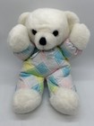 1979 Dakin Cuddles Plush Bear Pastel Plaid Body Triangle Tag Vintage 14 in.