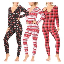 Women's Pajamas Holiday Christmas Print Jumpsuit Warm Winter Sleepwear