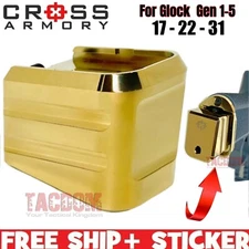Cross Armory Shiny Gold +0 Grip Extension Pad plate Magazine for GLOCK 17 22 31