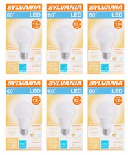 6 bulbs Sylvania LED 60 watt equivalent A19 Soft White, 9 watts, 800 lumens,