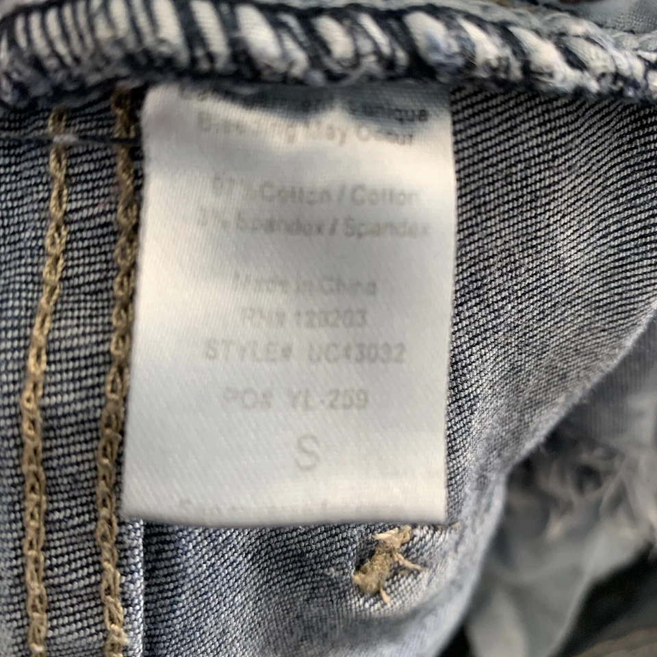 Pantalones cortos de mezclilla para violonchelo para mujer pequeños corte lavado con ácido tiro alto dobladillo crudo elástico Foto 4 de 4