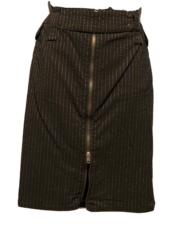 Falda Arden B Talla 10 Negra Con Rayas Blancas Completamente Forrada Cremallera Foto 3 de 4