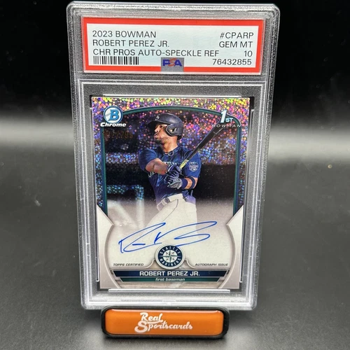 Robert Perez Jr 2023 Bowman Chrome 1st Speckle Refractor RC Auto #/299 Psa 10