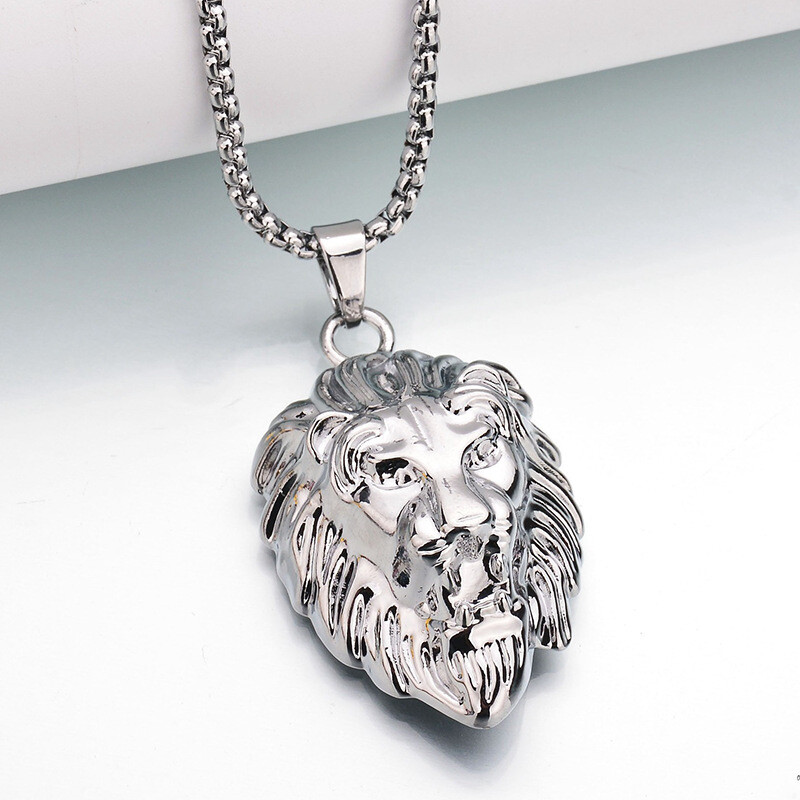 Lion Head Pendant Necklace - Gold/White Gold Plated With AAA CZ - Punk Style Jewelry For Men & Women