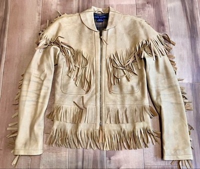 Ralph Lauren Fringe Leather Jacket Women s Size 9 Deer Suede Western Style