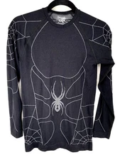 Spyder Baselayer Shirt Seamless Black Size S/M Small Medium Web Graphic 