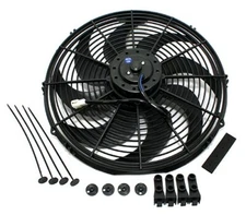 Durable High CFM 12v Electric Curved S Blade 16" Radiator Cooling Fan Black ABS