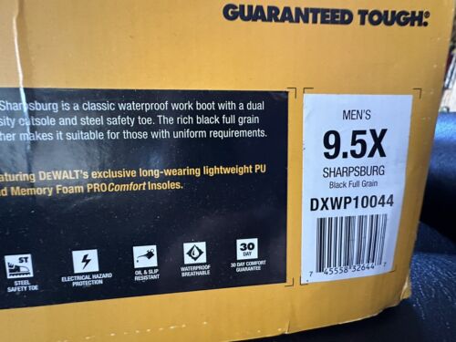 Dewalt Waterproof Steel Toe Men's Work Boots Black Size 9.5 X - Picture 3 of 12