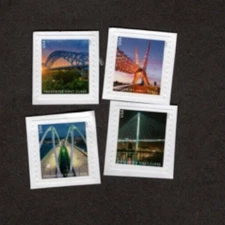 #5808-11 Bridges Stamps, Used Set of 4, Forever (25 cent) On Paper