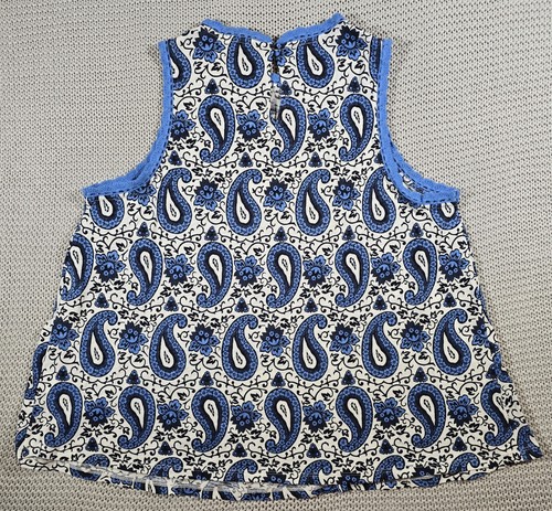 Boden Stitch Detail Jersey Top Women 14 Paisley White Blue Boho Summer Vacation - Picture 2 of 9