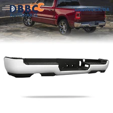 Rear Bumper  Chrome For 2019-2023 RAM 1500 W/ Dual Exhaust W/O Sensor Hole