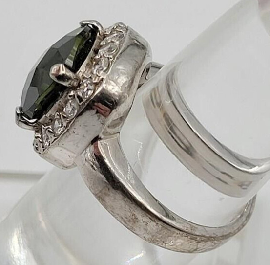 Solid 925 Sterling Silver Natural Oval Green Crys… - image 5