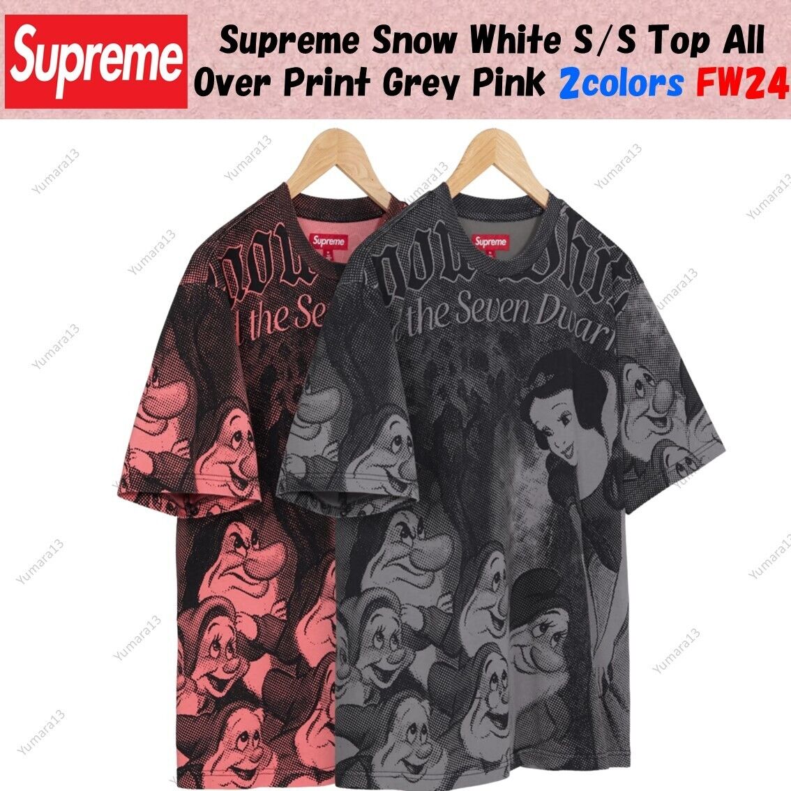Supreme Snow White S/S Top All Over Print Grey Pink 2colors Supreme Snow White S/S Top All Over Print Grey Pink 2colors