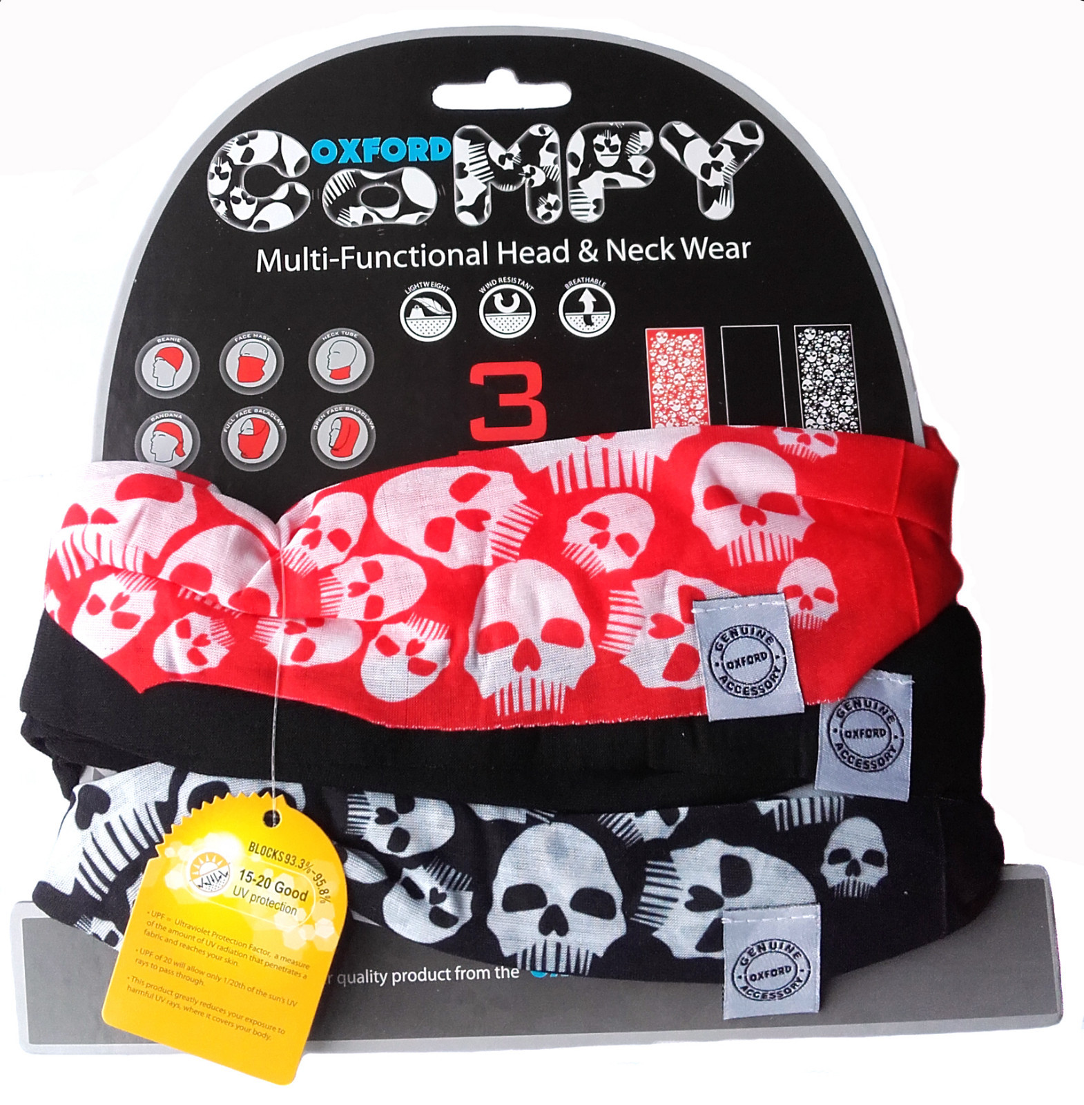 Oxford Comodo Skull's 3-pack NW106 Testa E Collo Usura Multi-Funzionale