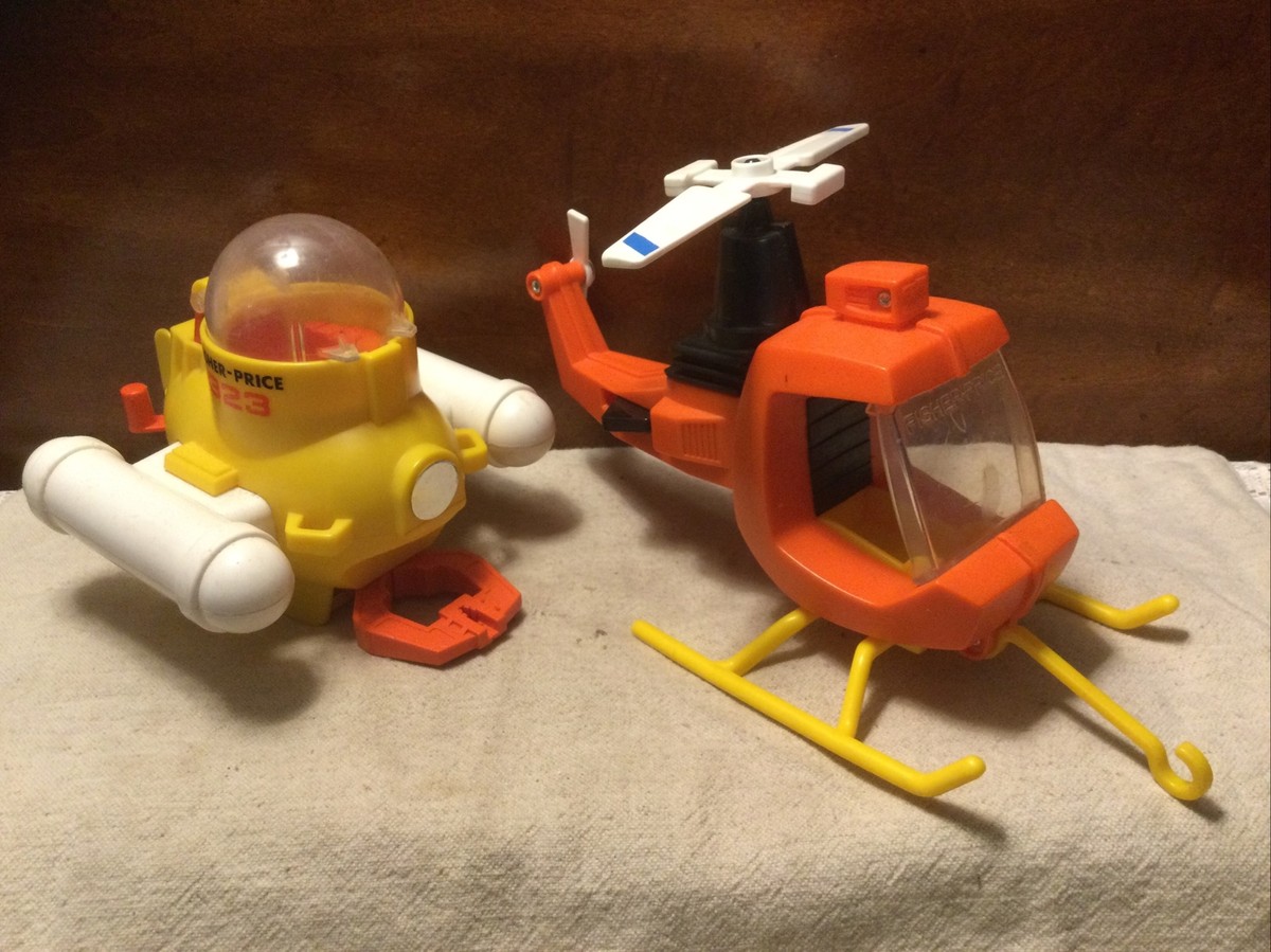Vintage 1978 Fisher Price Helicopter Submarine Aero Marine Plastic