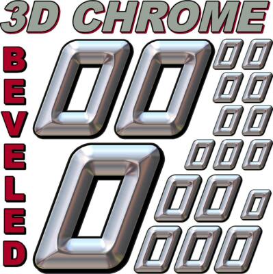 (0's) 3-D CHROME BEVELED NUMBERS Decal Sticker Sheet 1/8-1/10-1/12 HOBBYWING